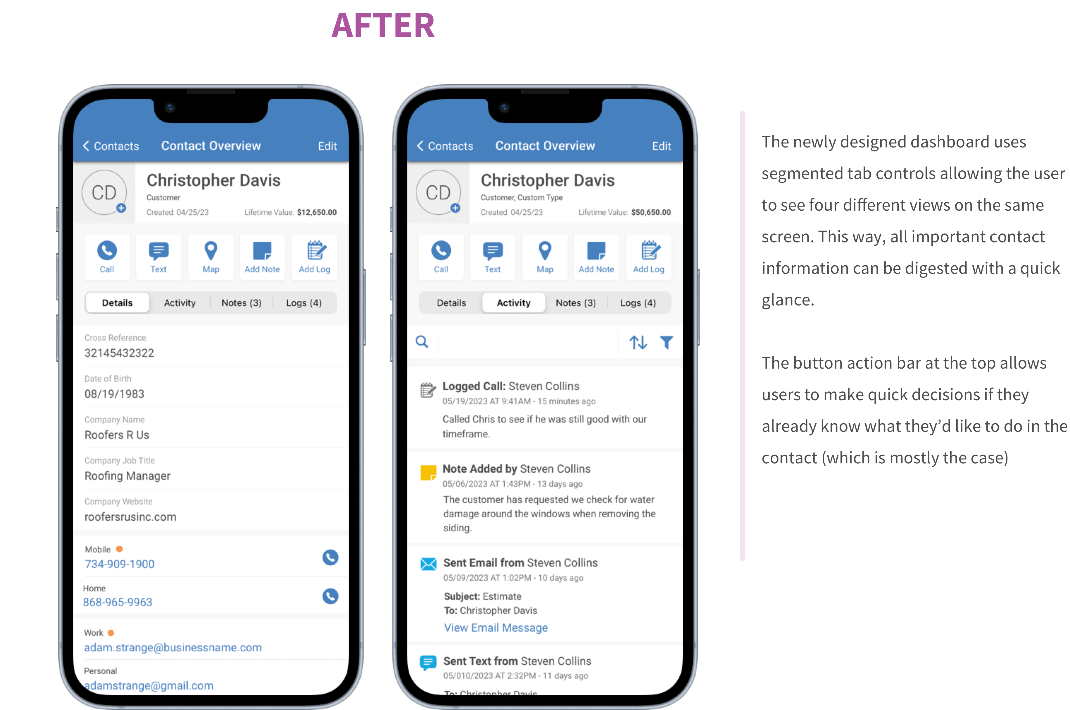 Contacts Redesign After